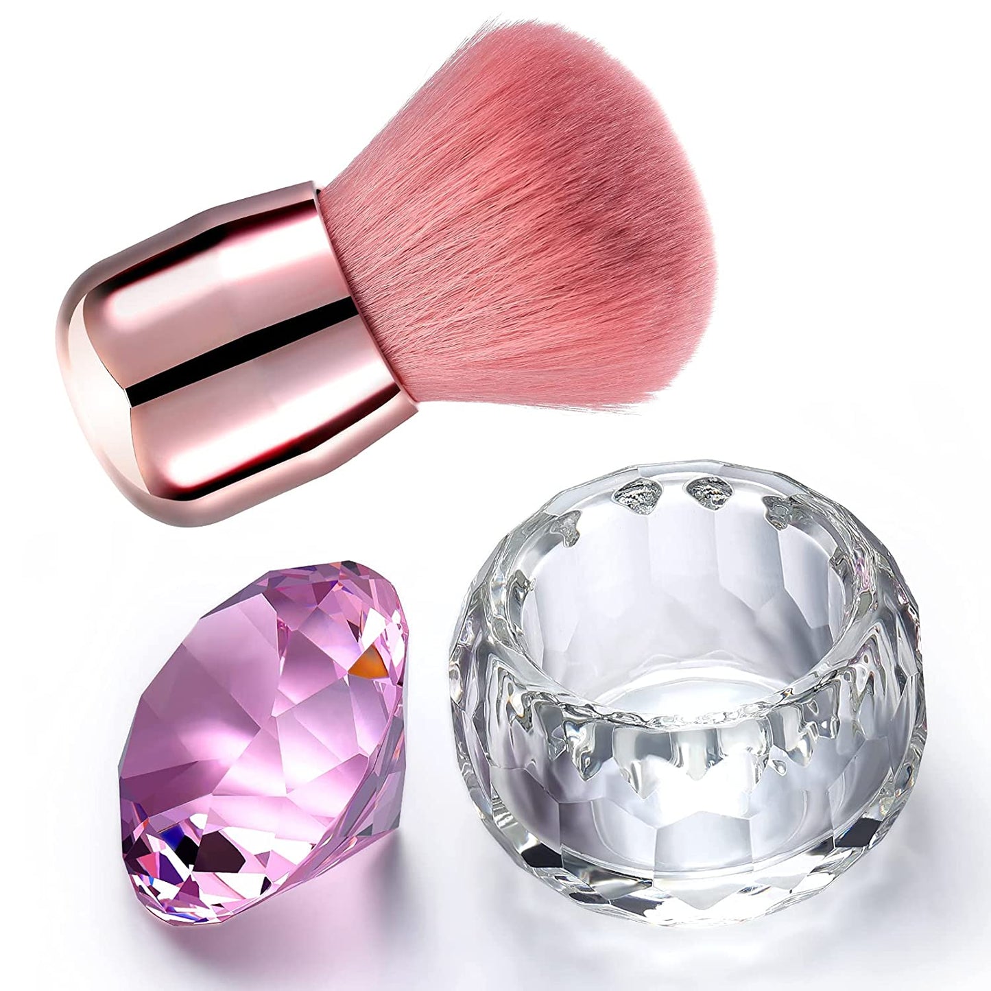 Nail Dust Brush Nail Powder Brush Nail Art Cleaning Brush Acrylic Duster Brush, Nail Dappen Dish Glass Dappen Dish with Lid Glass Nail Cup Nail Glassware for Women Girls Nail Art Manicure Tools, Pink Health & Beauty > Personal Care > Cosmetics > Cosmetic Tools > Nail Tools CHENGU