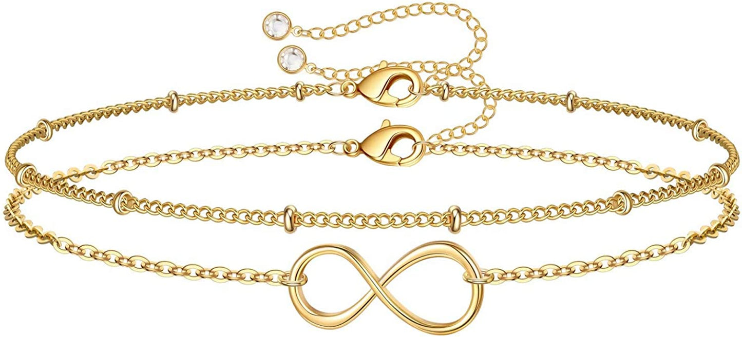 Dainty Gold Bracelets for Women, 14K Gold Filled Adjustable Layered Bracelet Cute Evil Eye Oval Chain Pearl Bar Turtle Gold Bracelets for Women Jewelry Apparel & Accessories > Jewelry > Bracelets Turandoss Infinity&Beads Chain