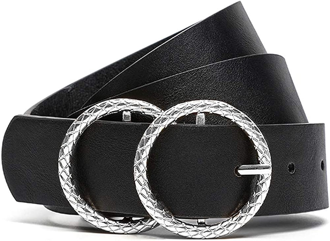 Earnda Women'S Leather Belt Fashion Soft Faux Leather Waist Belts for Jeans Dress Apparel & Accessories > Clothing Accessories > Belts Earnda Black Large: fits waist from 35"-38"