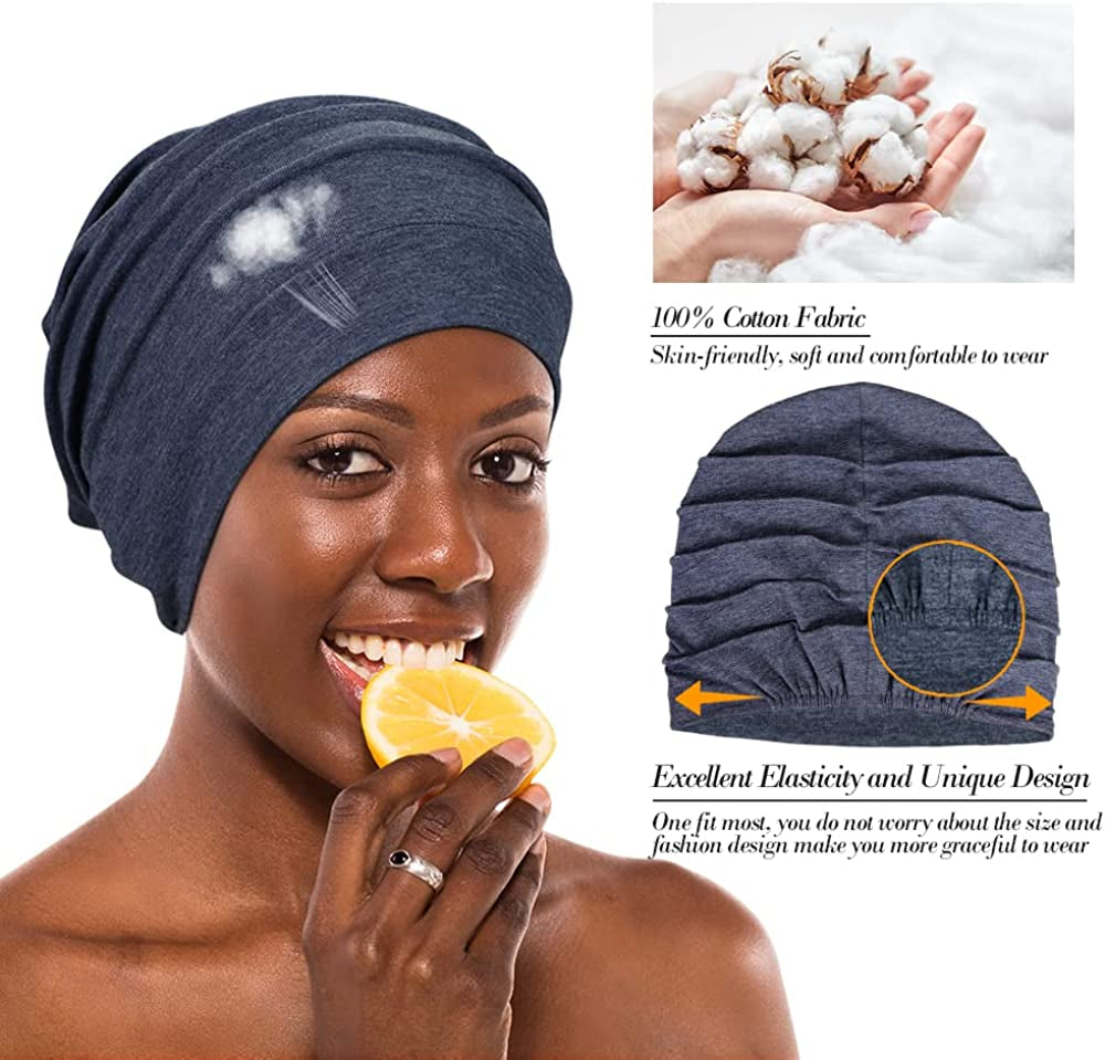 Kisumthy 2 PCS Cotton Slouchy Chemo Beanies, Chemo Cap Headwear Cancer Hats for Women with Hair Loss Apparel & Accessories > Clothing Accessories > Headwear Kisumthy