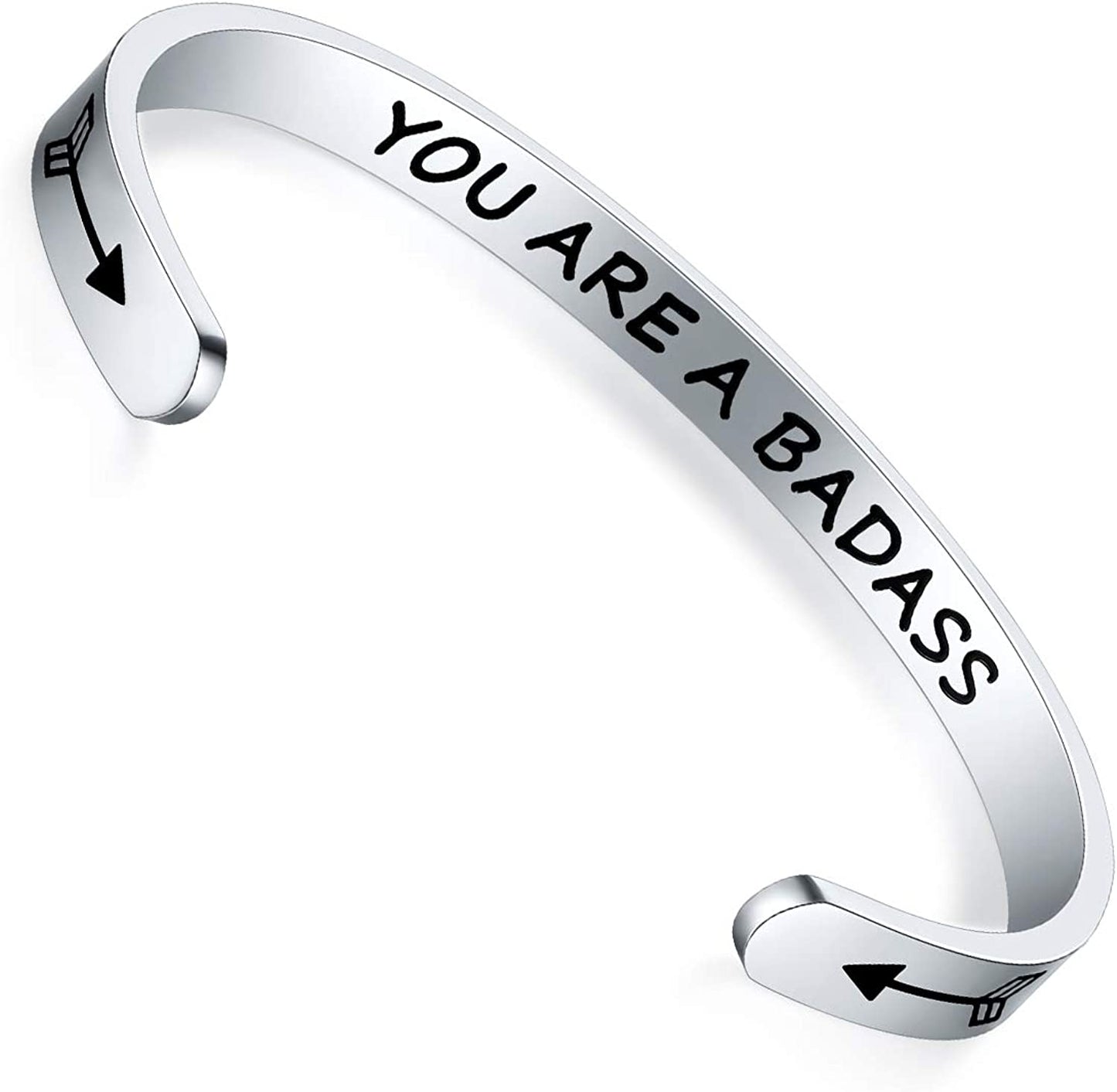 Aryahozel Motivational Cuff Bracelet for Women Girls, Personalized Jewelry Gifts for Her Daughter Mom Sister Niece Best Friends, Engraved Different Sayings Apparel & Accessories > Jewelry > Bracelets AryaHozel You are a Badass
