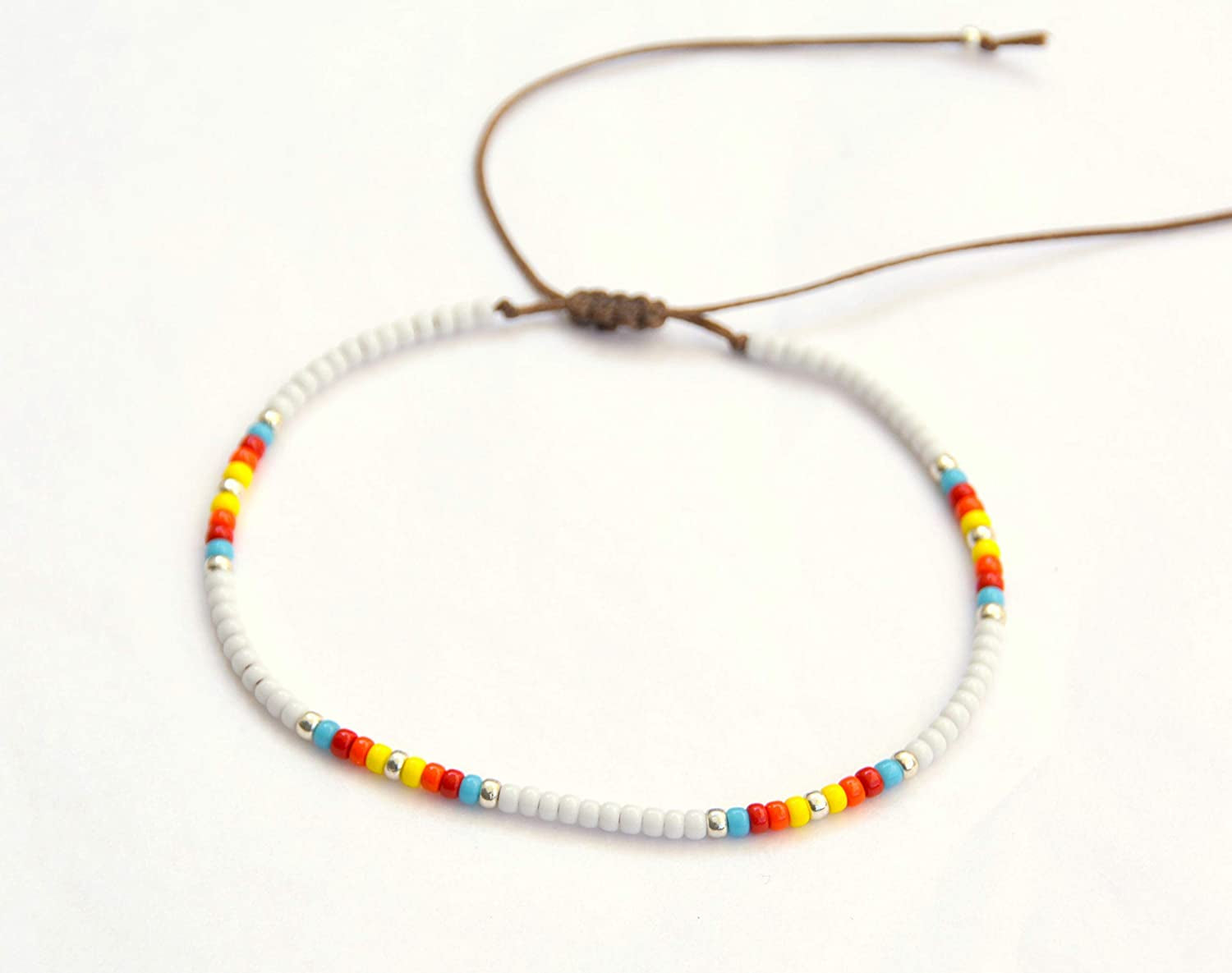 Boho Anklet, Native American Jewelry, Unique Thin Beaded Ankle Bracelet for Women or Girls, Colorful Bohemian Hippie Beach Waterproof Foot Jewelry, Handmade by Tribes Apparel & Accessories > Jewelry > Anklets Tribes by Sara K