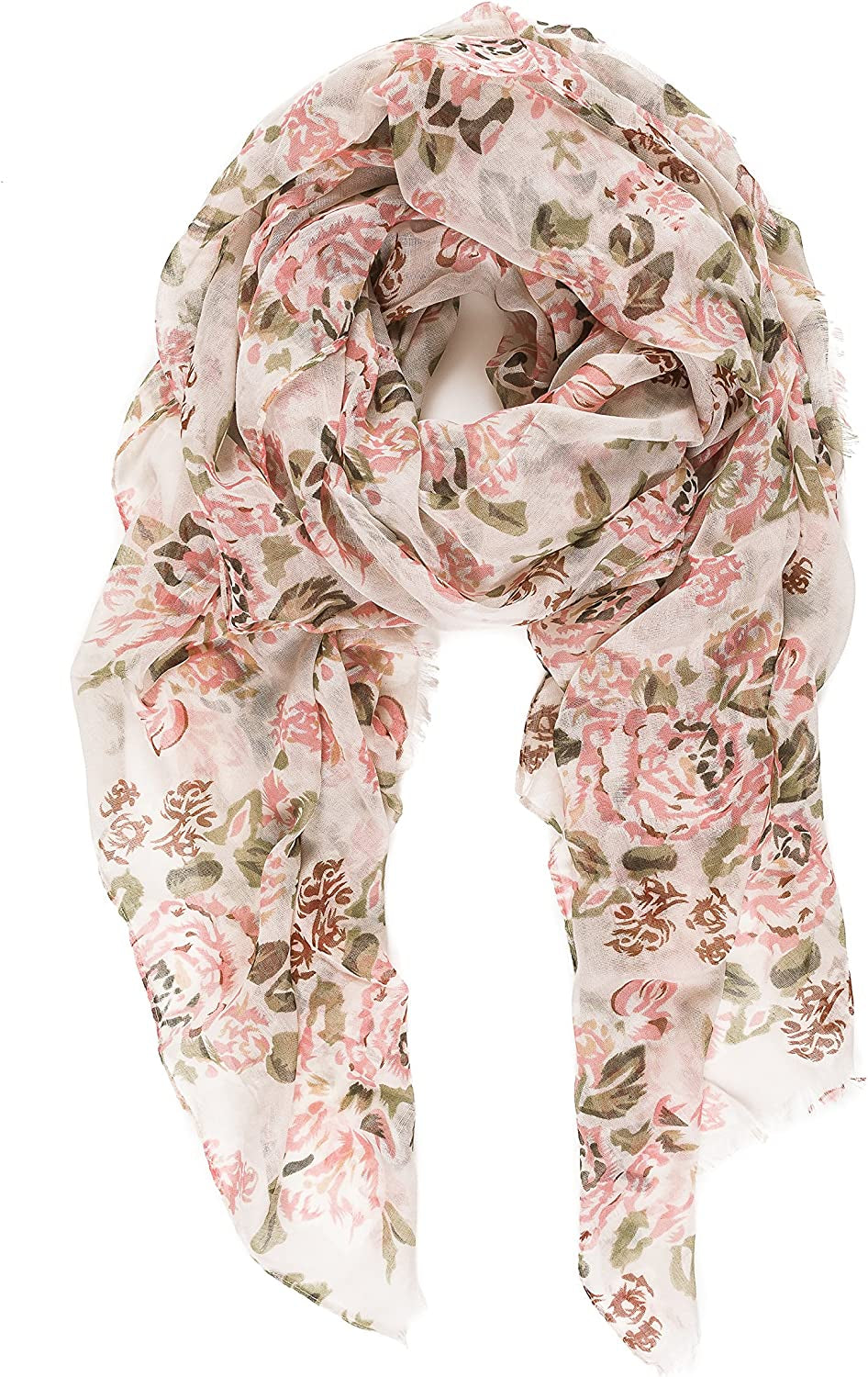 Scarf for Women Lightweight Floral Flower Scarves for Spring Spring Fall Winter Shawl Wrap Apparel & Accessories > Clothing Accessories > Scarves & Shawls MELIFLUOS DESIGNED IN SPAIN Barcelona Collection 4 - Beige Pink Floral