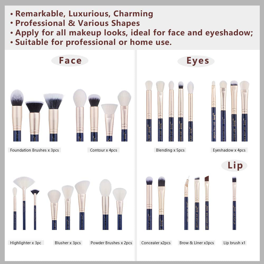 Jessup Brush Set Make up Brushes Powder Brush Face Lip Make-Up Brush Professional Beauty Brush Tools&Kits 30 Pcs Prussian Blue T470 Health & Beauty > Personal Care > Cosmetics > Cosmetic Tools > Makeup Tools Jessup