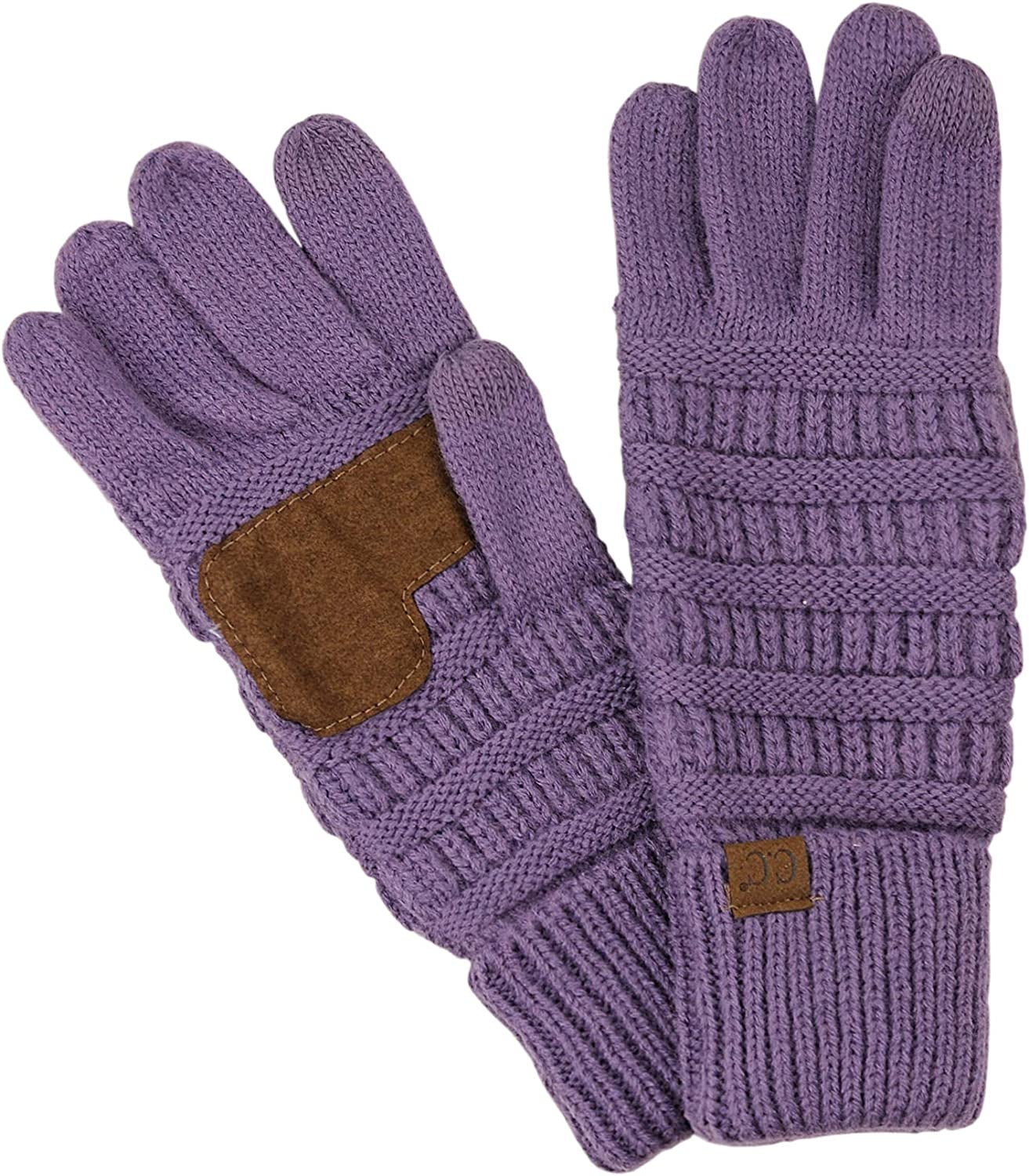 C.C Unisex Cable Knit Inner Lined Anti-Slip Touchscreen Texting Gloves Apparel & Accessories > Clothing Accessories > Gloves & Mittens C.C Violet