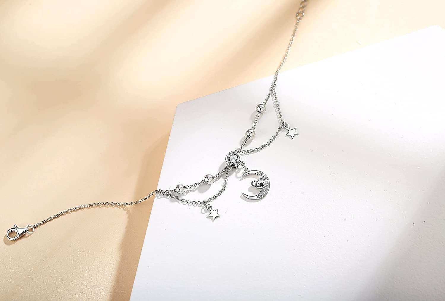 URMWMOO S925 Sterling Silver Sloth Necklace Purple Green Birthstone Moon Jewelry Keep Me in Your Heart Animal Pendant Necklaces Sloths Gifts for Women Girlfriend Apparel & Accessories > Jewelry > Anklets URMWMOO JEWELRY
