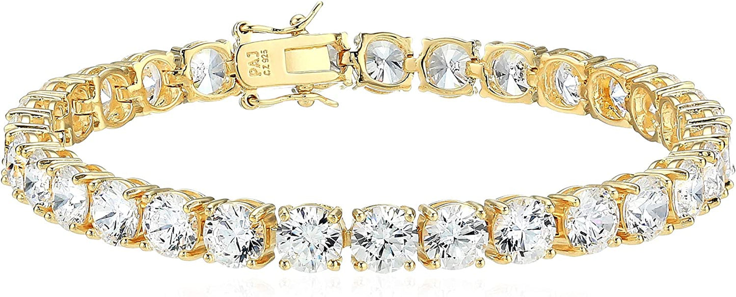 Essentials Plated Sterling Silver round Cut Cubic Zirconia Tennis Bracelet Apparel & Accessories > Jewelry > Bracelets KYLIE MAX Yellow Gold Plated Sterling Silver 6mm 7.5" length