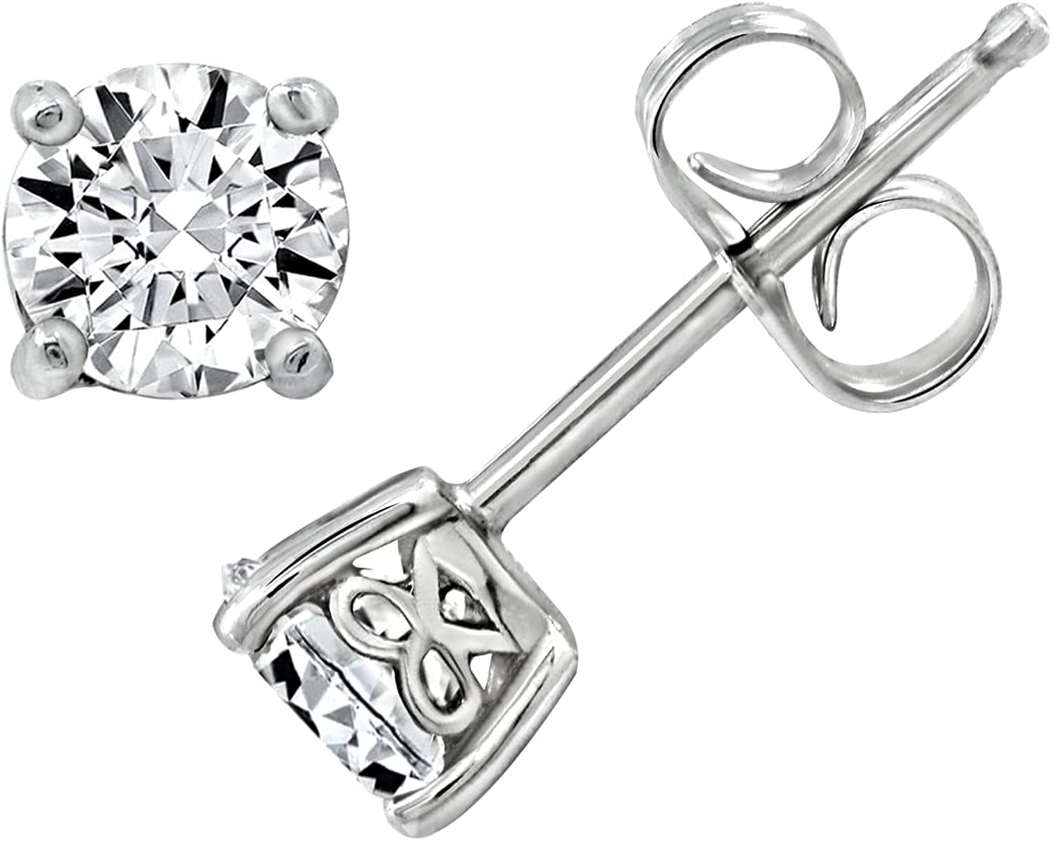 Collection Platinum or Gold Plated Sterling Silver Round-Cut Stud Earrings Made with Infinite Elements Zirconia Apparel & Accessories > Jewelry > Earrings Amazon Collection Platinum-plated 1 cttw