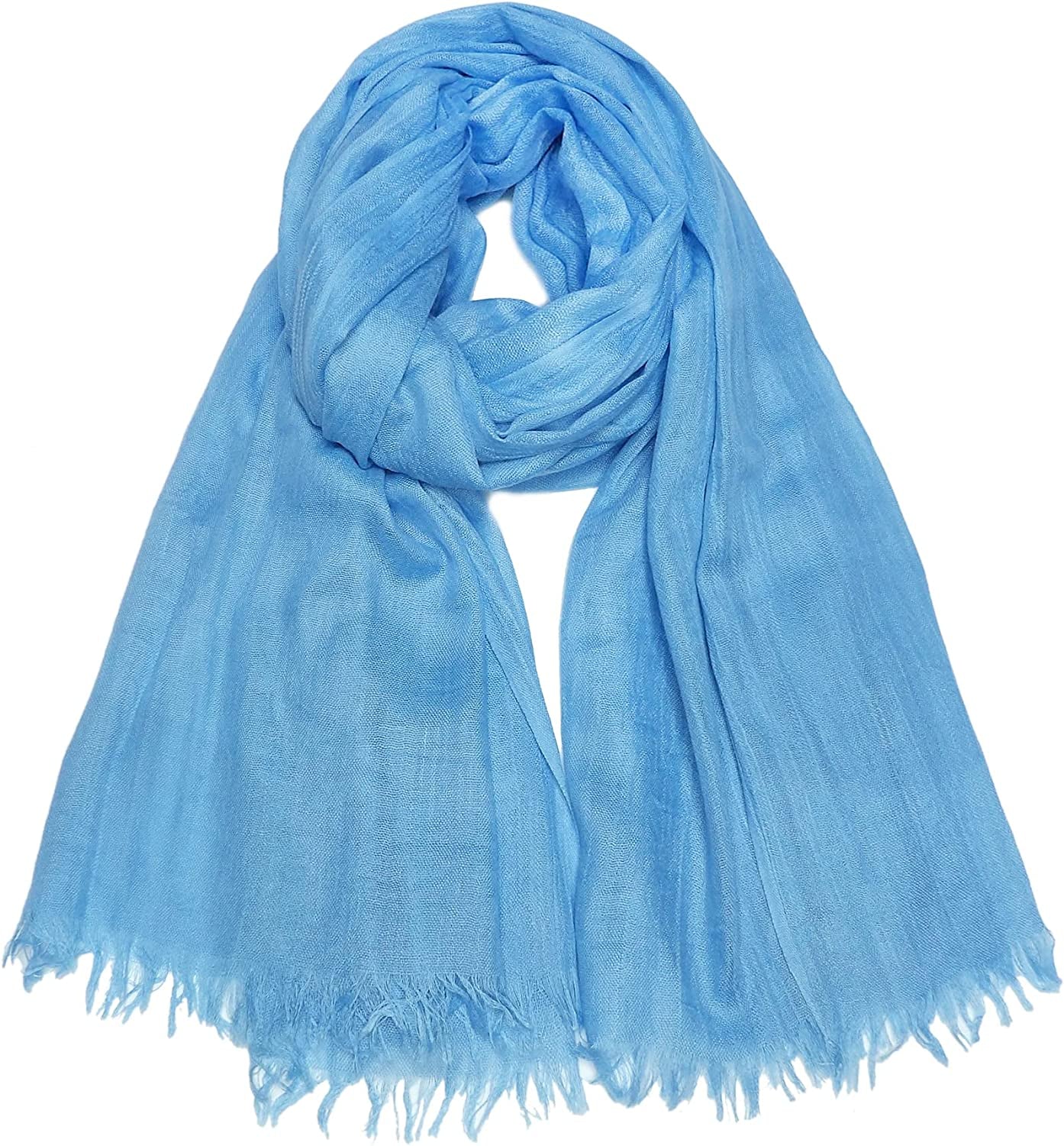 Women Summer Scarfs Lightweight Large Long Gauze Shawl Linen Beach Wrap Plain 75”×43” Apparel & Accessories > Clothing Accessories > Scarves & Shawls Gragengs Sky Blue