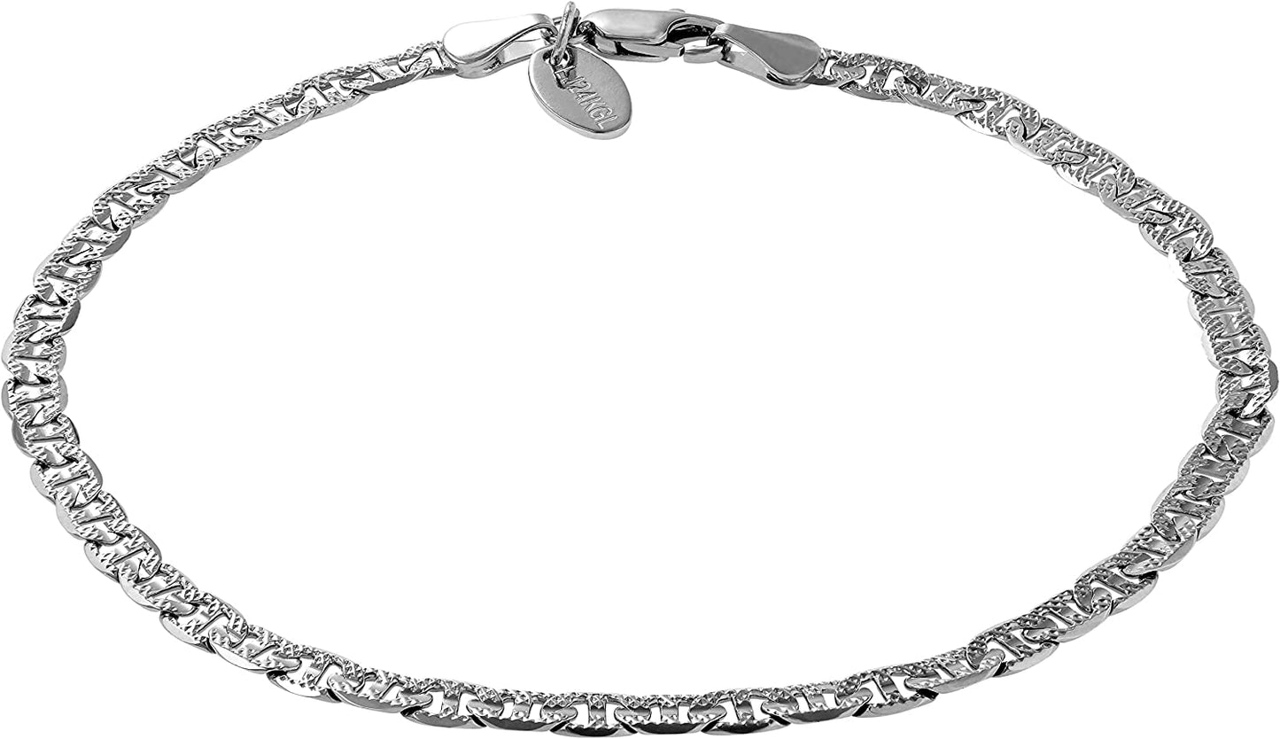 LIFETIME JEWELRY 4Mm Mariner Link Chain Anklet for Women & Men 24K Gold Plated Apparel & Accessories > Jewelry > Anklets LIFETIME JEWELRY White Gold 11.0 Inches