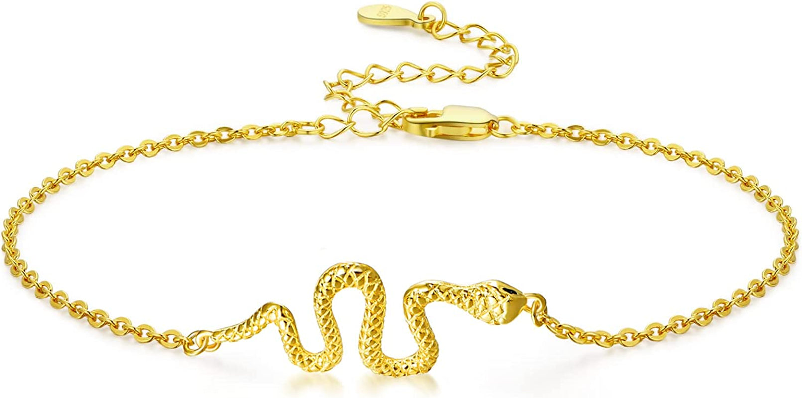 TANGPOET 925 Sterling Silver Anklet Bracelet for Women, Dainty Charm Bracelets Animal Jewelry Birthday Gifts for Mother Daughter Teens Girls Apparel & Accessories > Jewelry > Anklets TANGPOET Snake Bracelet