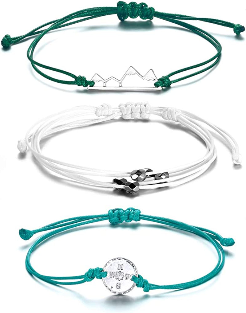 Softones VSCO String Wave Bracelets for Women Girls Handmade Colorful Waterproof Adjustable Braided Beach Bracelet Set for Women Apparel & Accessories > Jewelry > Bracelets Softones U:3Pcs Peak