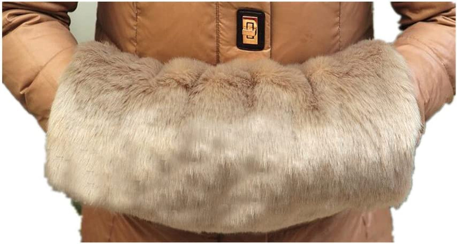Faux Fur Hand Muffs with Ionterior Pocket-Luxurious Faux Rabbit Mittens-Wrist Hand Warmer Gloves Can Keep Your Hand and Wrist Warm in Cold Season Compatible Girls Women Apparel & Accessories > Clothing Accessories > Gloves & Mittens VVS-eLife Khaki