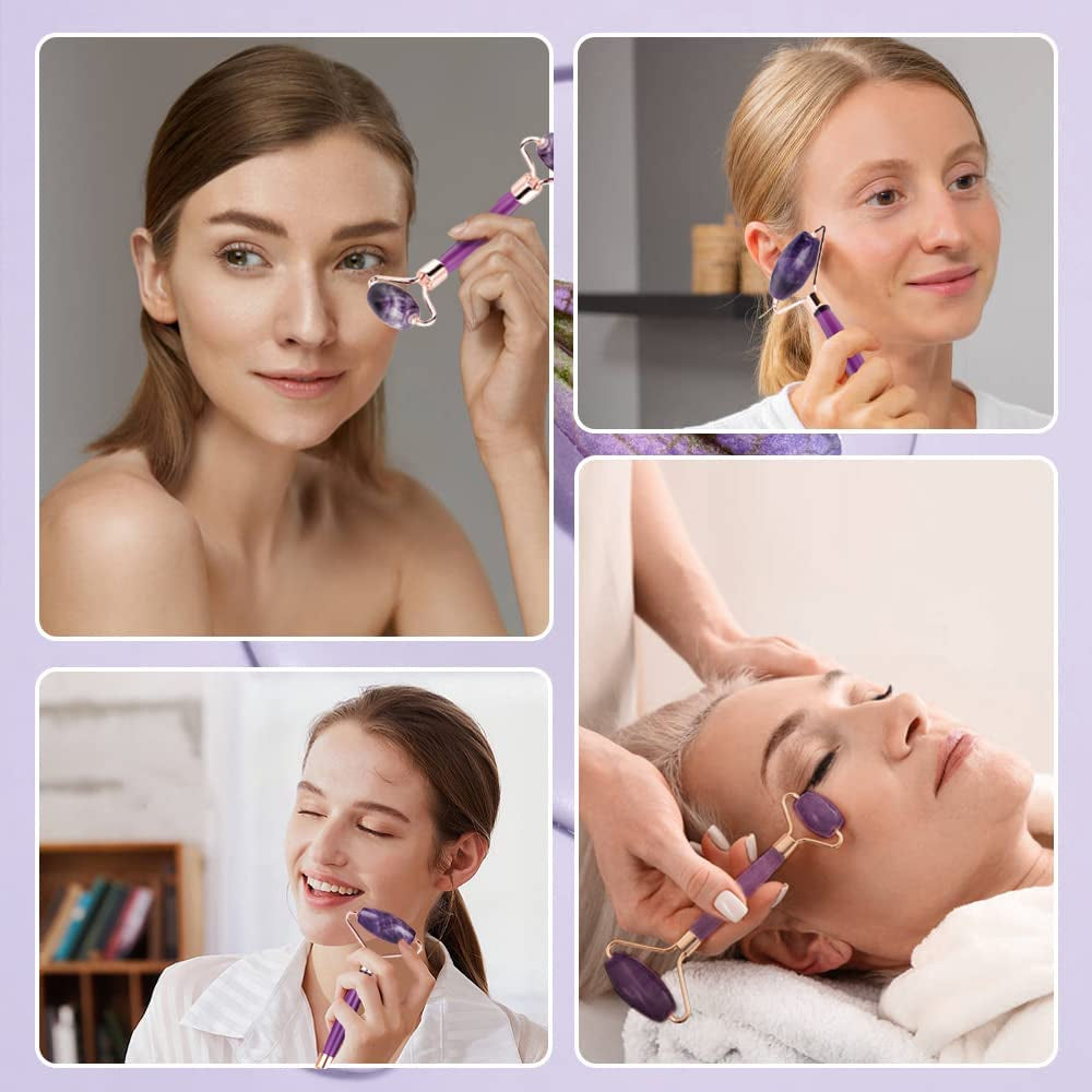 Canvalite Jade Roller for Face, 100% Amethyst Natural Face Roller Skin Care Tools for Puffy Eyes Relief anti Aging, Face Massager for Women Reduce Wrinkles Dark Circles Fine Lines Jade Facial Roller Health & Beauty > Personal Care > Cosmetics > Cosmetic Tools > Skin Care Tools CANVALITE