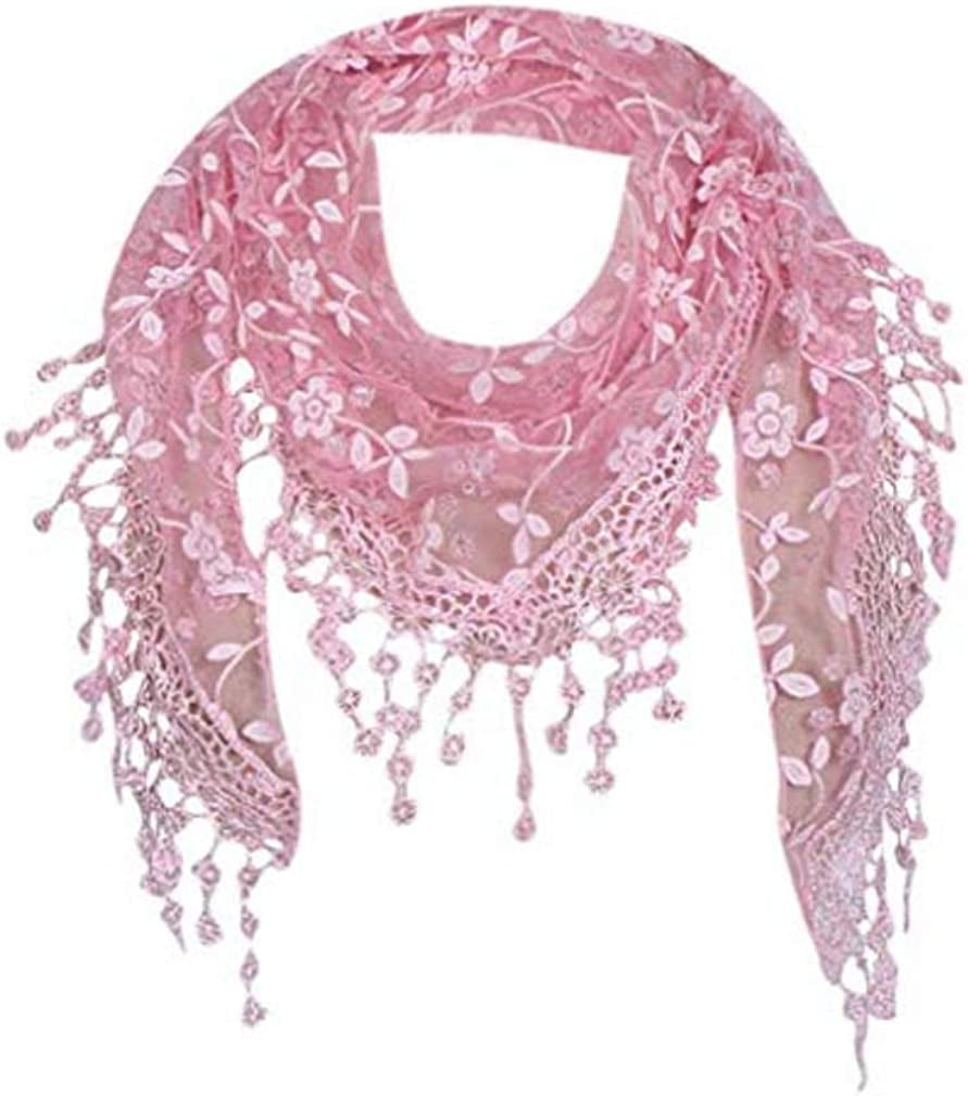 Cotchear Lace Scarf Floral Crochet Lightweight Tassel Sheer Wrap Scarves Shawl Apparel & Accessories > Clothing Accessories > Scarves & Shawls Cotchear Pink