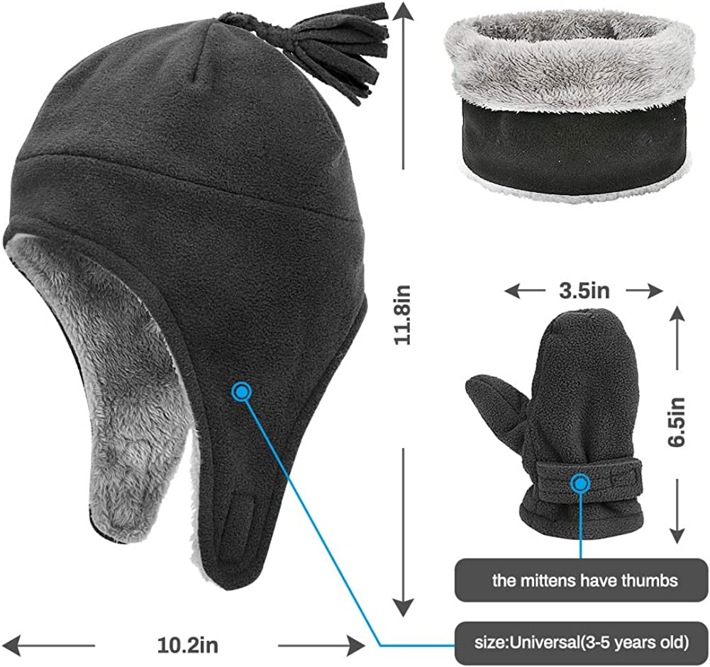Child Winter Hat Set, Bicyclestore 3 Pcs Soft Warm Children Beanie Cap with Neck Warmer and Gloves, Kids Hat & Mittens Set Ski Warm Set Outdoor Earmuffs for Baby Childrens Girls Boys (2-5 Years) Apparel & Accessories > Clothing Accessories > Gloves & Mittens BicycleStore