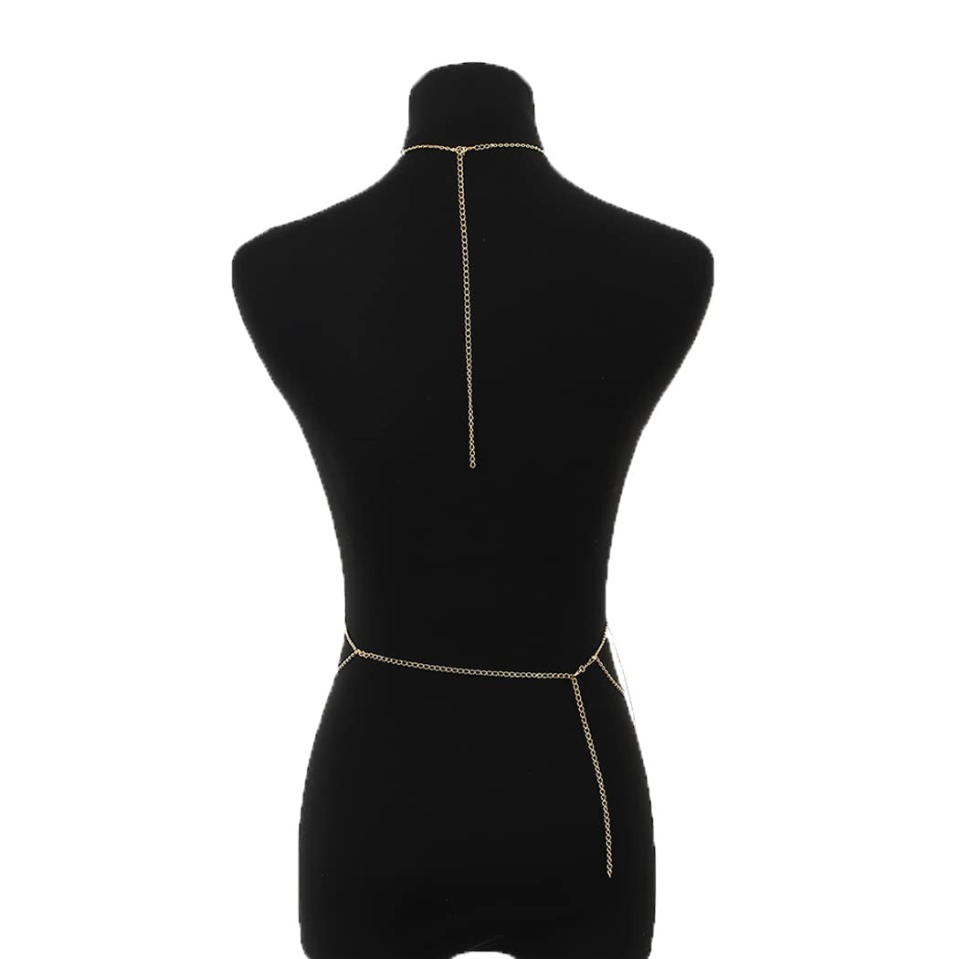 Jerany Rhinestone Sexy Body Waist Chain Gold Layered Body Necklace Party Body Accessories for Women and Girls Apparel & Accessories > Jewelry > Body Jewelry Jerany