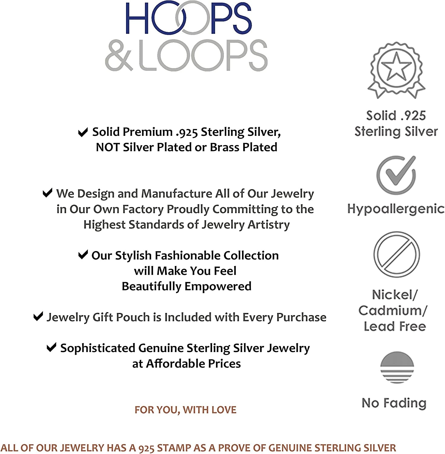 Hoops & Loops 925 Sterling Silver Bismarck Link Design Chain Anklet Ankle Bracelet for Women Teen Girls Men Apparel & Accessories > Jewelry > Anklets Hoops & Loops