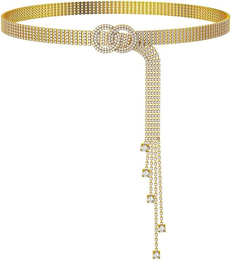 Rhinestone Body Chains Jewelry for Women and Girls Sexy Belly Waist Chain Bikini Beach Accessories Suitable for a Variety of Carnival Scenes Apparel & Accessories > Jewelry > Body Jewelry luyawang gold2