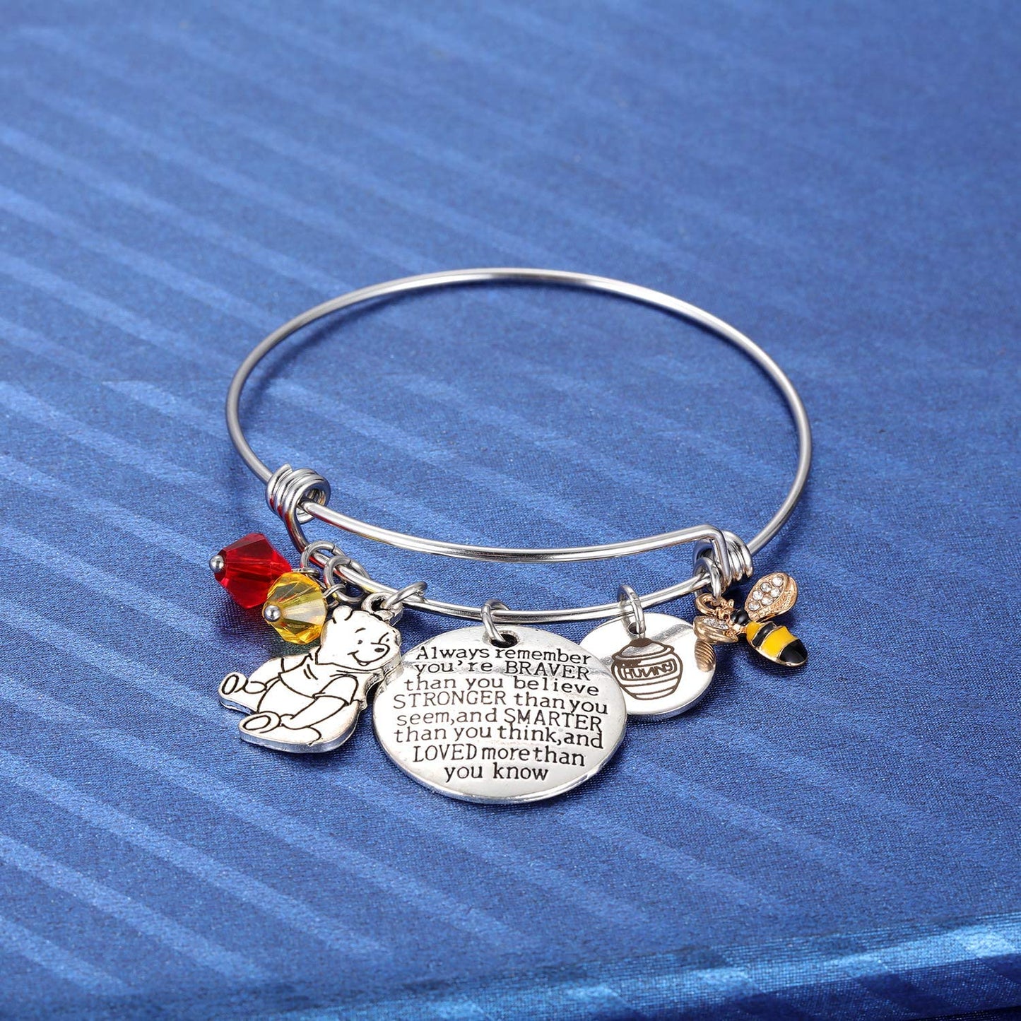 Inspired by Classic Gifts You Are Braver than You Believe, Bee, Hunny, Pooh Bear Charm Inspirational Jewelry for Women Girls Apparel & Accessories > Jewelry > Bracelets Kvekstio
