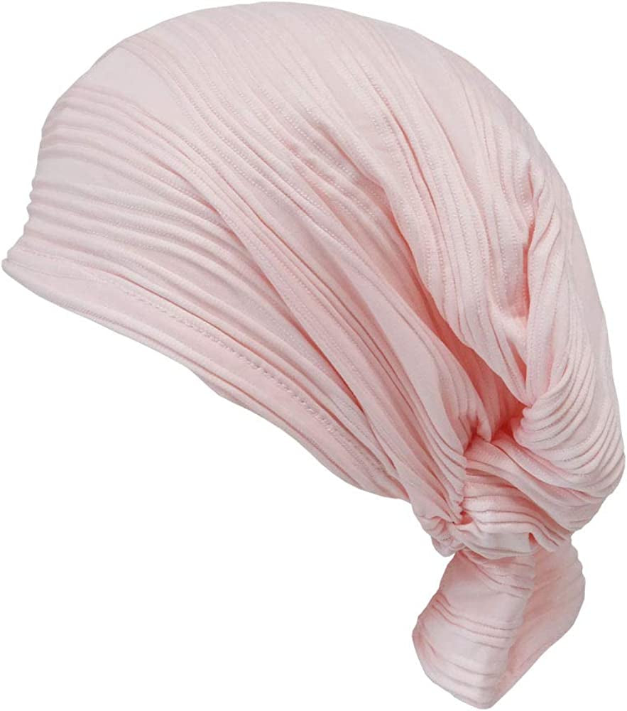GETACOTA Cotton Pre Tied Scarf Chemo Cancer Turban for Women Cap Slip on Beanie Head Cover Hair Loss Hat Headwear Accessories Apparel & Accessories > Clothing Accessories > Headwear GETACOTA Pink