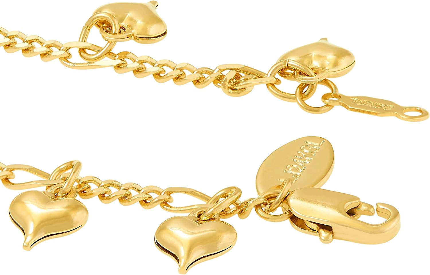LIFETIME JEWELRY Dangling Hearts Anklet for Women & Teen Girls 24K Gold Plated Apparel & Accessories > Jewelry > Anklets Lifetime Products Group