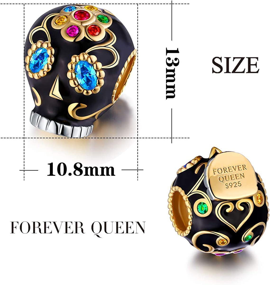 FOREVER QUEEN Halloween Skull Pumpkin Charms 925 Sterling Silver, the Light of Halloween Christmas Charms for Bracelet Necklace Best Halloween Jewelry Gifts for Women Apparel & Accessories > Jewelry > Bracelets FOREVER QUEEN