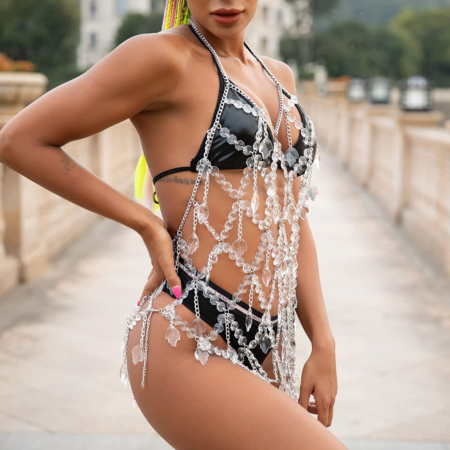 Ccbodily Crystal Body Chain Dress - Boho Layered Body Waist Belly Chain Skirt Festival Jewelry for Women Apparel & Accessories > Jewelry > Body Jewelry CCbodily