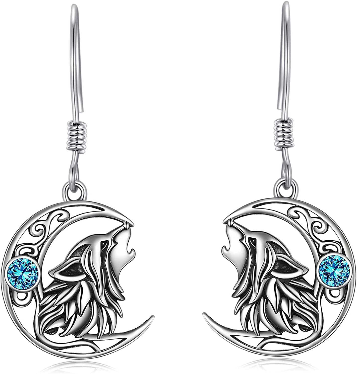 POPKIMI Christmas Gifts Dangle Earrings Frog/Wolf/Dragonfly/Dog Cat Pet Paw Print/Hummingbird /Sea Turtle/Sloth Dangle Drop Hook Earrings Opal Crystal Sterling Silver Cute Animal Dangle Earrings Animal Jewelry Birthday Christmas Gift Apparel & Accessories > Jewelry > Earrings POPKIMI Wolf