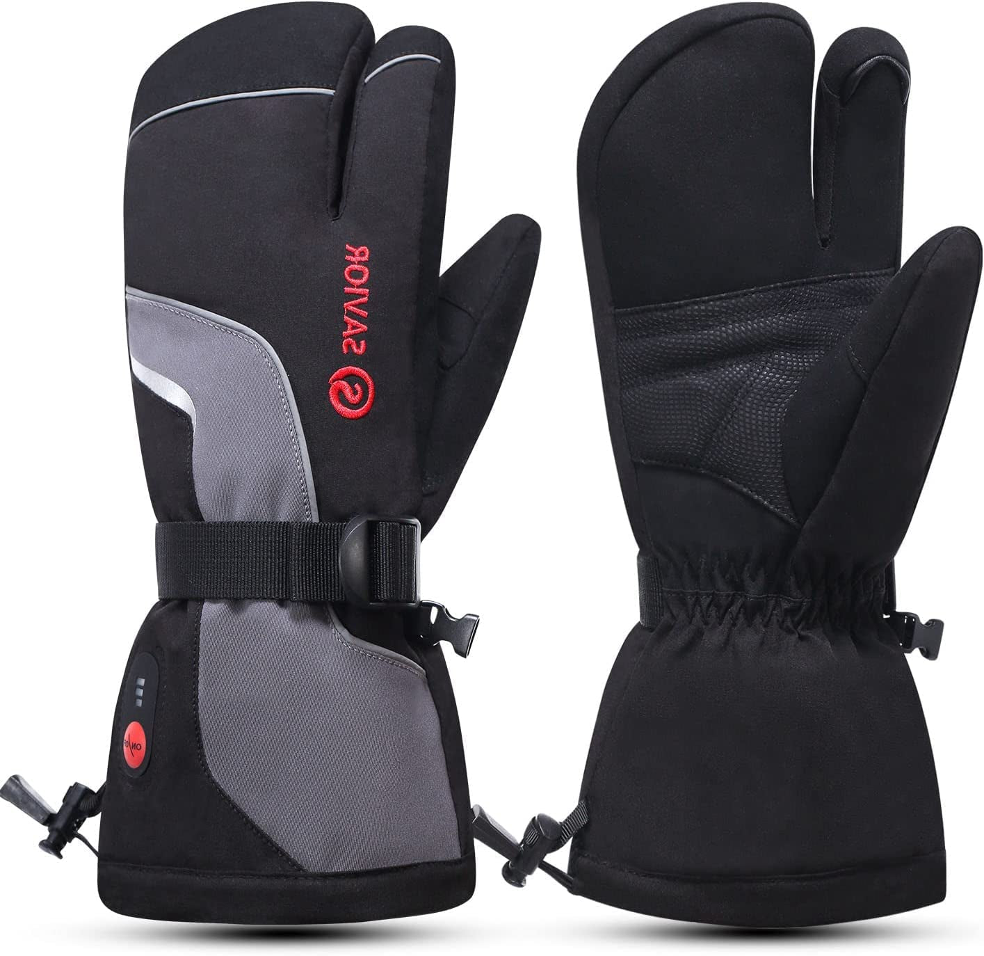 SAVIOR HEAT Heated Ski Mittens Gloves Electric Rechargeable Battery Mitts for Men Women Kids Winter Snowboard Motorcycle Skating Camping Hunting Apparel & Accessories > Clothing Accessories > Gloves & Mittens Eigday power Grey XX-Large