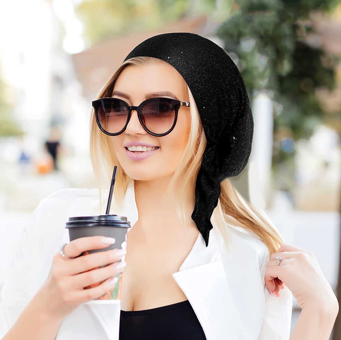 Pre-Tied Headscarf Tichel Headwear for Women Textured Knit with Sparkles Collection! Handmade Sharirose Apparel & Accessories > Clothing Accessories > Headwear ShariRose