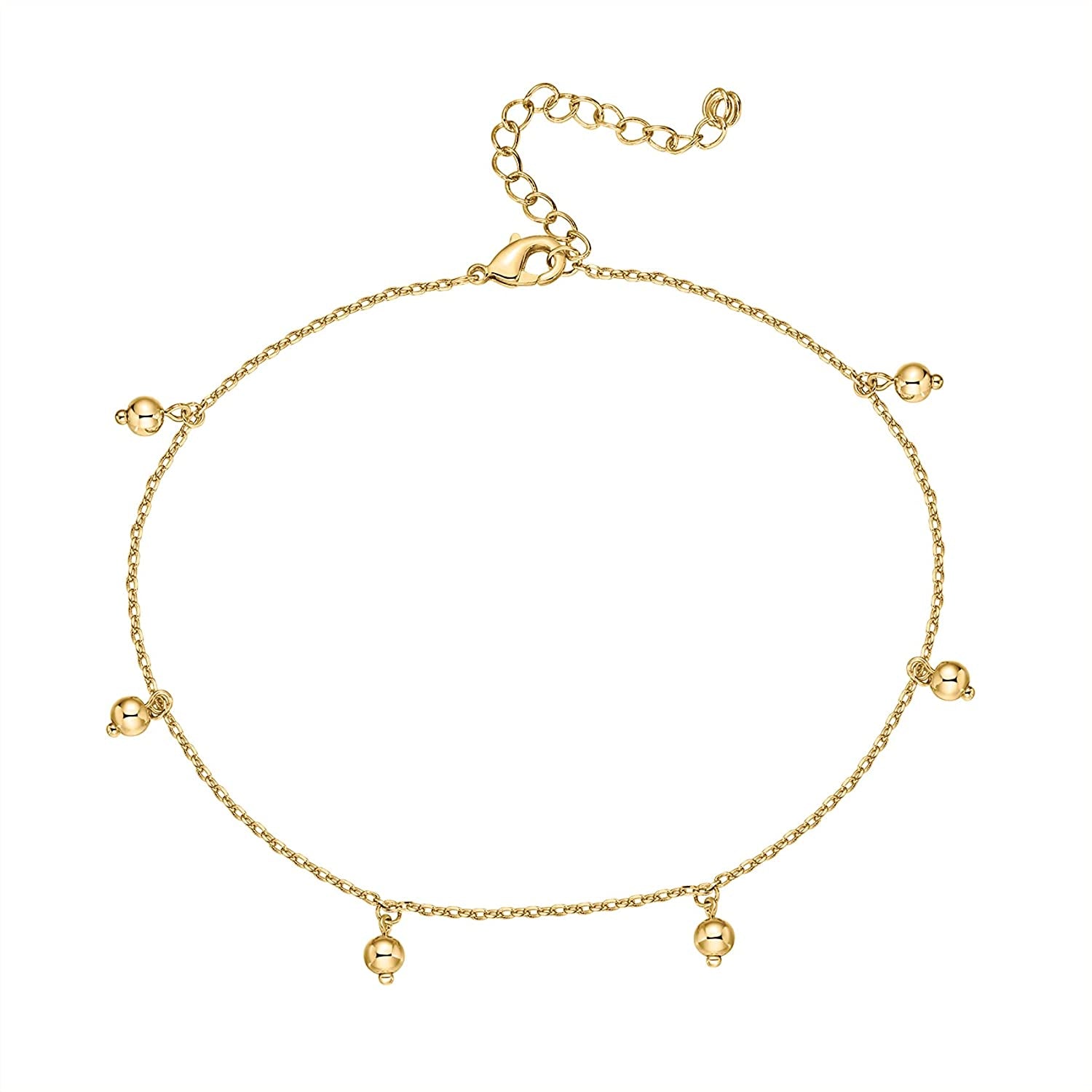 PAVOI 14K Gold Plated Charm Link Flat Gold Anklets for Women Apparel & Accessories > Jewelry > Anklets PAVOI Dot yellow plated
