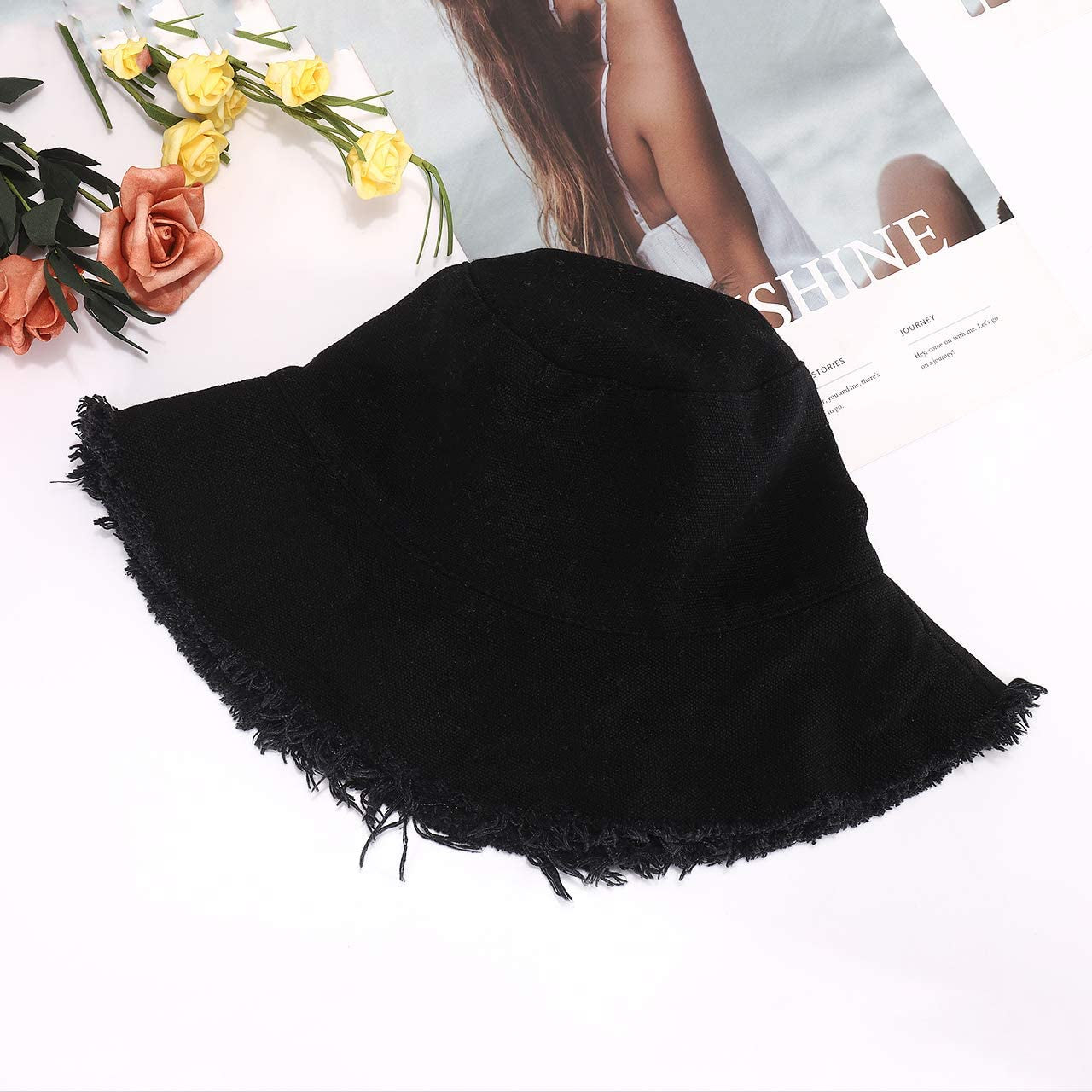 Boderier Sun Hats for Women Summer Casual Wide Brim Cotton Bucket Hat Beach Vacation Travel Accessories Apparel & Accessories > Clothing Accessories > Hats boderier