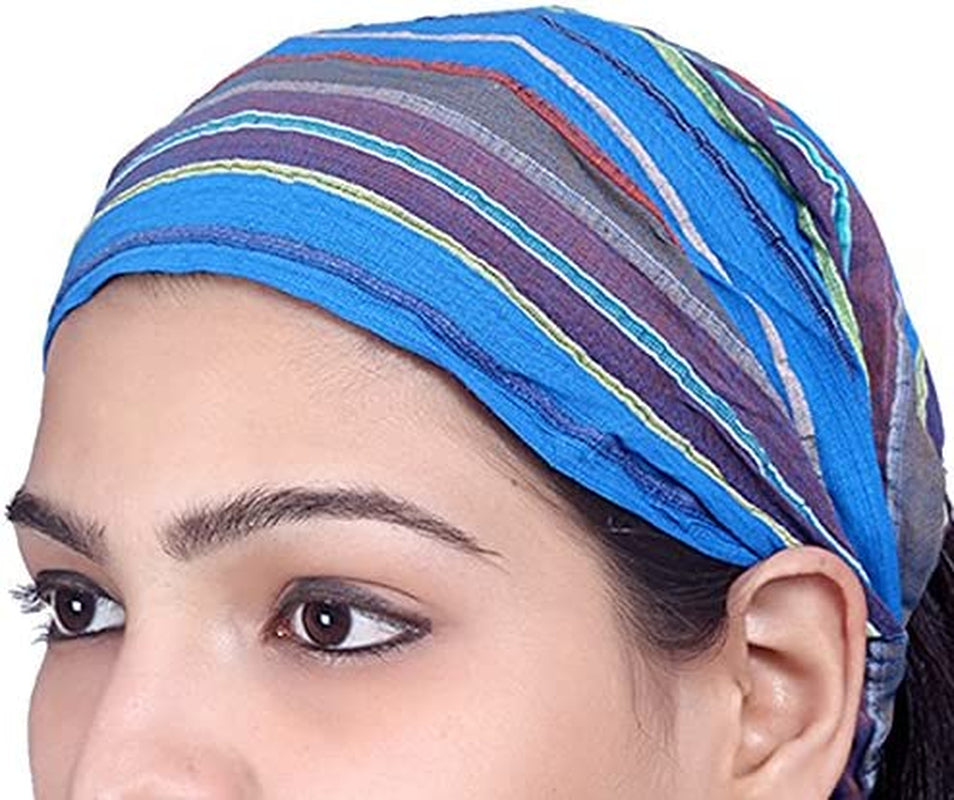 Sarjana Handicrafts Lot 10 Pieces Womens Mens Cotton Headband Striped Hairband Bandana Apparel & Accessories > Clothing Accessories > Bandanas & Headties SARJANA HANDICRAFTS