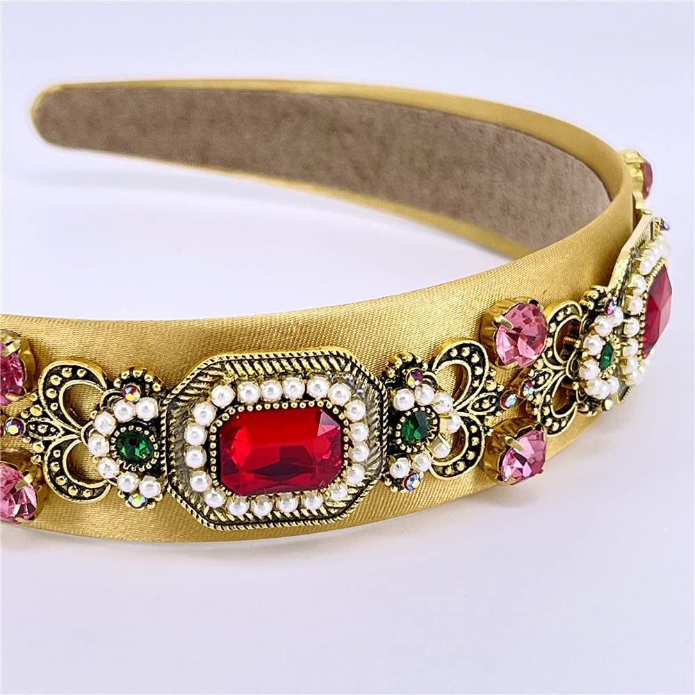 QTMY Designer Headbands Fashion Vintage Pearl Gemstone Hair Accessories Head Band Fashion Headwear Hairbands for Women Apparel & Accessories > Clothing Accessories > Headwear QTMY