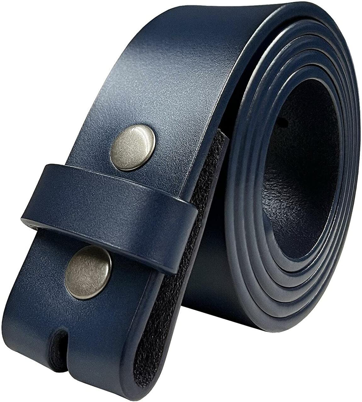 Replacement Belt Strap 100% Genuine Leather Plain Casual Belt Strap with Snaps 1-1/2"(38Mm) Wide Apparel & Accessories > Clothing Accessories > Belts Belts.com Style a - Premium Leather Strap Navy 46