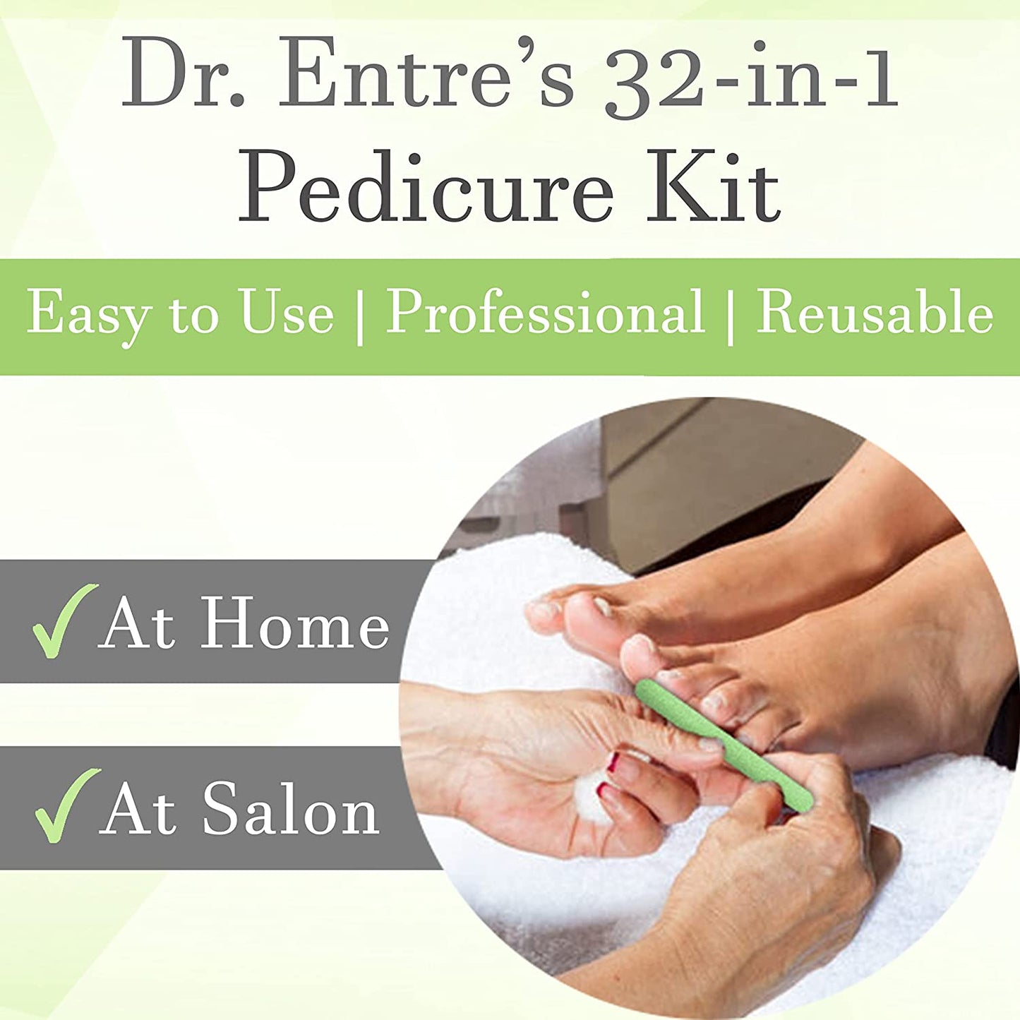 Dr. Entre'S Professional Pedicure Kit: 32 in 1 Pedicure Tools Supplies Set, Callus Remover with Foot File, Nail File Buffer, Feet Scrubber Dead Skin Remover, Foot Care Kit, Scraper Shaver Health & Beauty > Personal Care > Foot Care EntreFeet