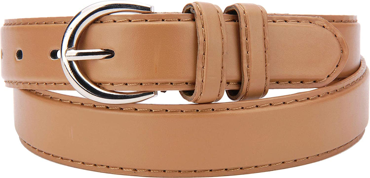 Women'S Casual Solid Colors Faux Leather 1" Belt with Single Prong Buckle Apparel & Accessories > Clothing Accessories > Belts JOTW Tan Medium