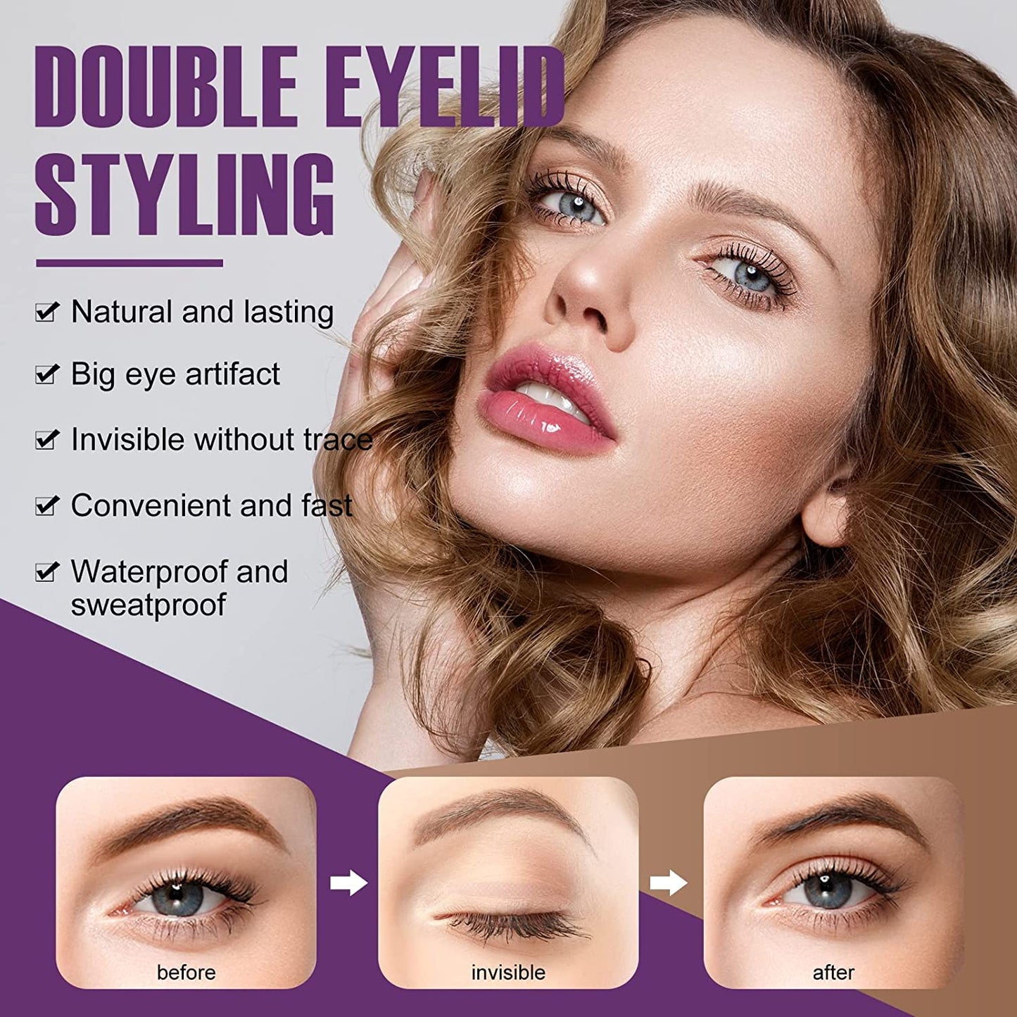 Eyelid Tape, Double Eyelid Stickers with Styling Glue, Big Eye Tools with Fork Rods & Tweezers, Breathable & Invisible,Instantly Enlarge the Eyes,Convenient for Makeup,Waterproof and Sweatproof Health & Beauty > Personal Care > Cosmetics > Cosmetic Tools > Makeup Tools Feulover