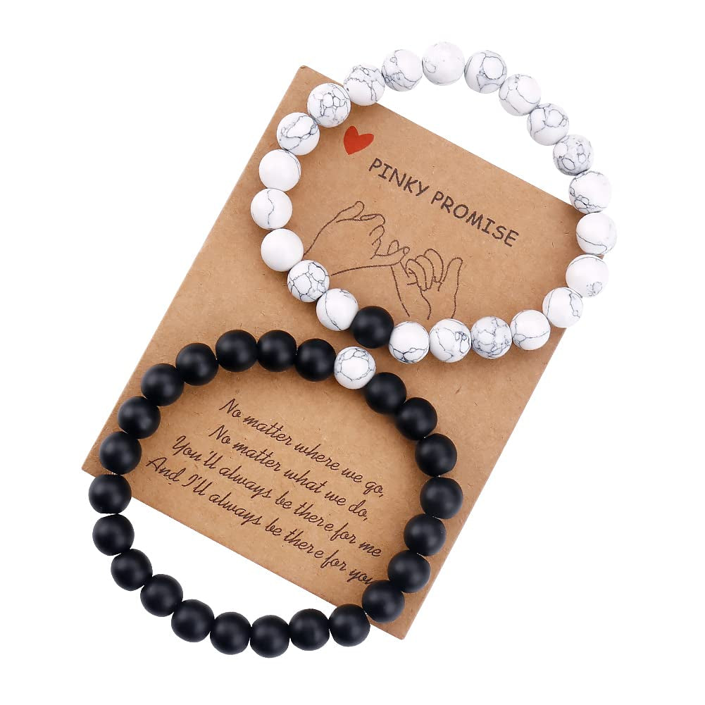 Best Friend Bracelets Couples Bracelets for 2 Matching Yin Yang His and Her Lover Bracelet Jewelry for Bff Friendship Relationship Boyfriend Girlfriend Valentines Gift (Matching Bead) Apparel & Accessories > Jewelry > Bracelets SUMMER LOVE Black White Bead