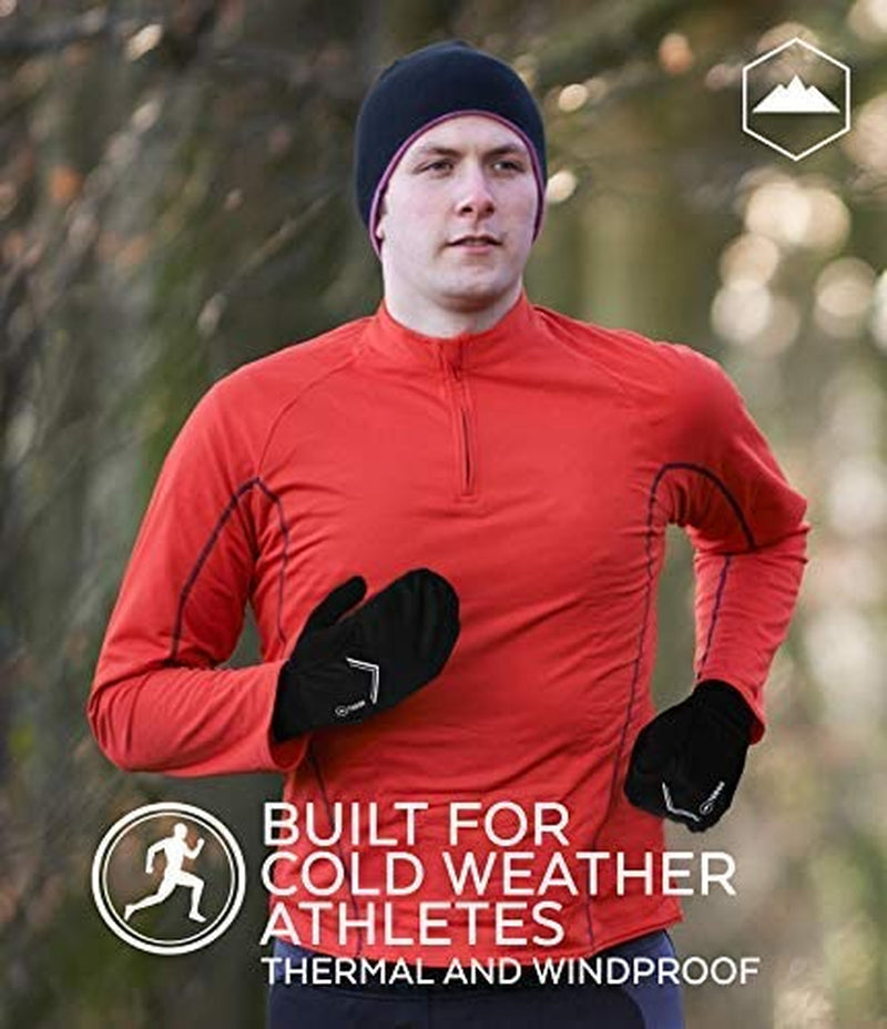 Running Mitten Gloves with Touch Screen - Winter Glove Liners with Convertible Mittens Cover for Texting, Cycling & Driving - Thin, Lightweight, Warm Cold Weather Thermal Sports Gloves for Men & Women Apparel & Accessories > Clothing Accessories > Gloves & Mittens Tough Outdoors