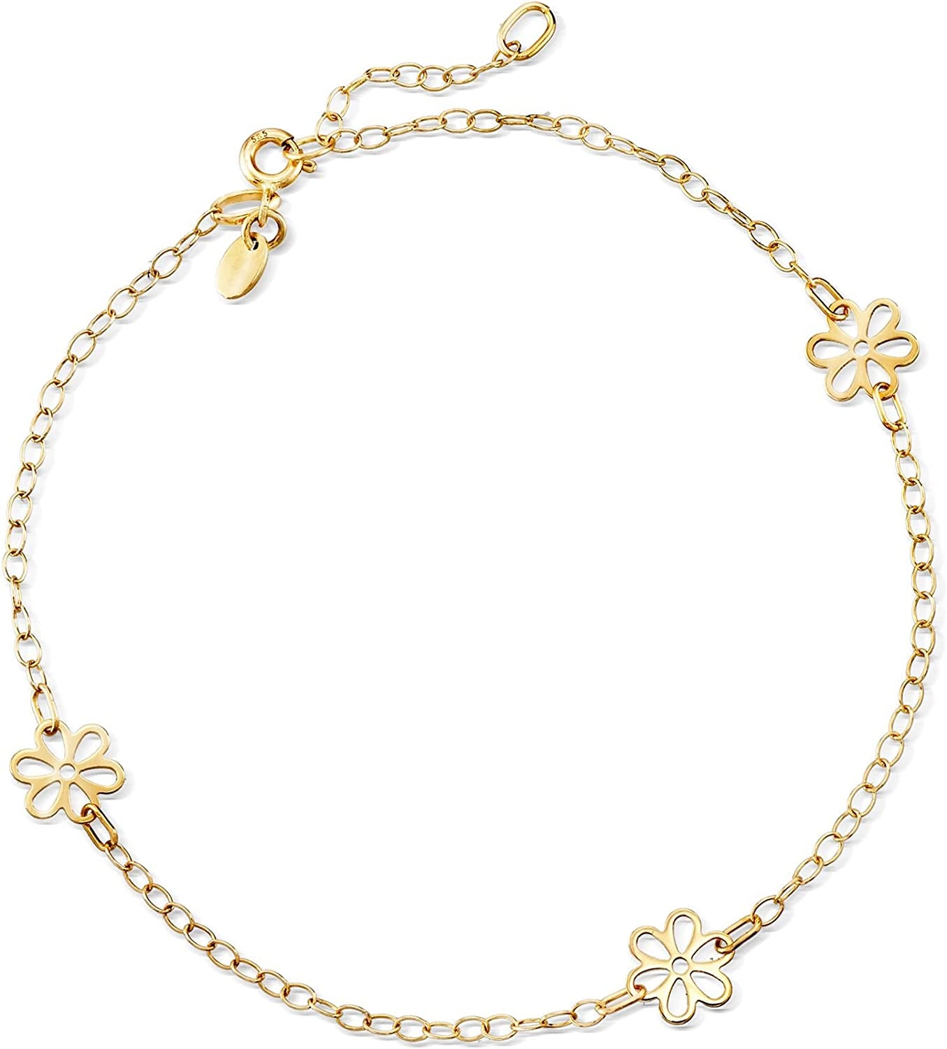 Ross-Simons Italian 14Kt Yellow Gold Floral Station Anklet. 9 Inches Apparel & Accessories > Jewelry > Anklets Ross-Simons