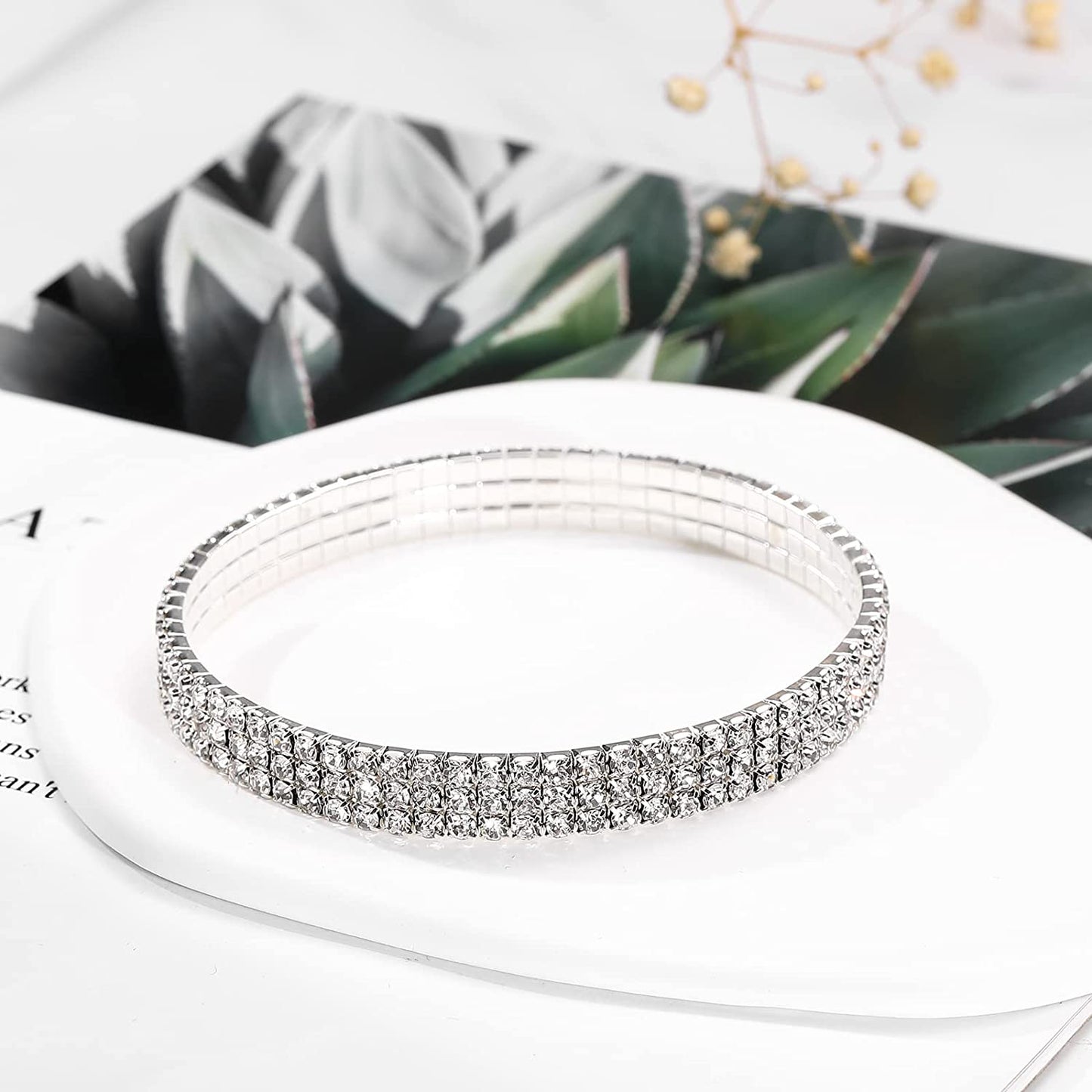 Kiokioa Charm Anklets for Women Crystal Rhinestone Stretch Tennis Anklet Elastic Anklet Apparel & Accessories > Jewelry > Anklets Xuanhe Wu