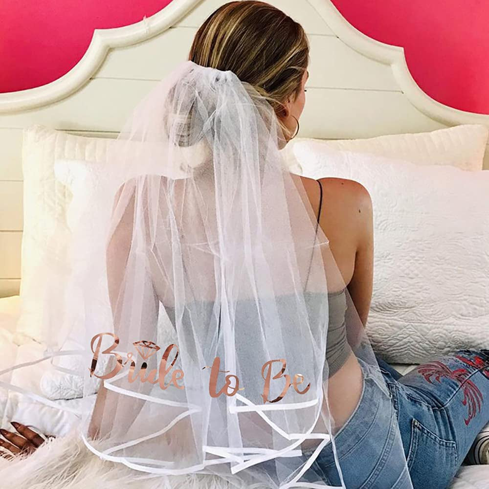 Bride to Be Set, 3Pack Bride to Be Sash & Headband Tiara & Shoulder Length Veil Bachelorette Party Supplies Bridal Shower Decoration Accessories Apparel & Accessories > Clothing Accessories > Sashes Delphinus