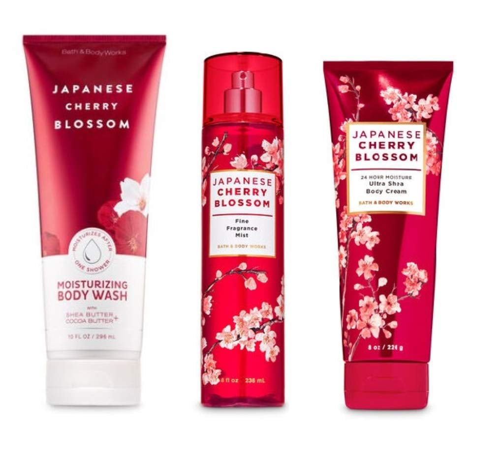 Bath and Body Works - Japanese Cherry Blossom - Moisturizing Body Wash, Fine Fragrance Mist and Ultra Shea Body Cream - 3 Pc - Gift Set (2020)) Health & Beauty > Personal Care > Cosmetics > Bath & Body Bath and Body Works