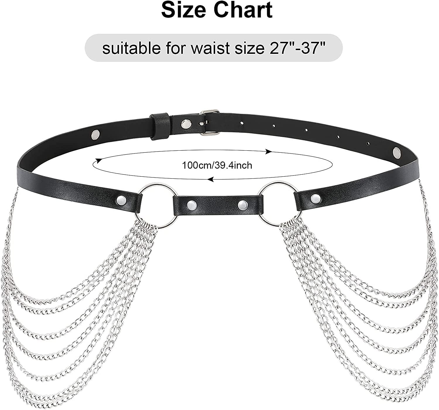 Punk Waist Chain Belt Leather Body Belly Chain Rave Festival Sexy Gothic Jewelry Accessories for Women Girls Apparel & Accessories > Jewelry > Body Jewelry WHIPPY