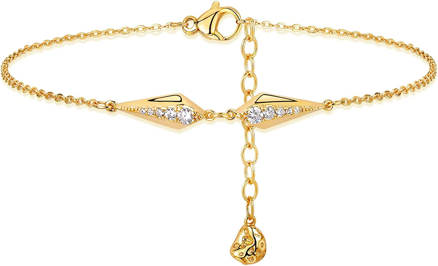 Mevecco Gold Evil Eye Charm Anklet,14K Gold Plated Boho Beach Dainty Cute Tiny Lucky Star Foot Chain Ankle Bracelet Silver Beaded Chain Anklet for Women Apparel & Accessories > Jewelry > Anklets MEVECCO Diamond