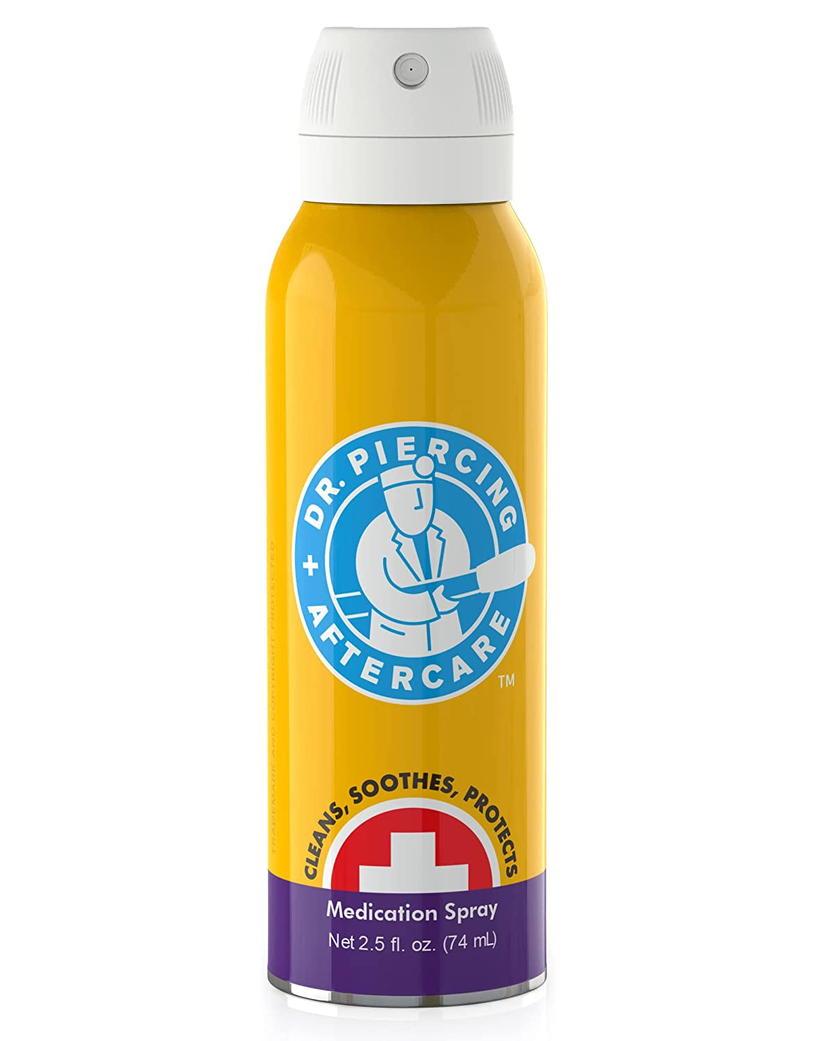 Dr. Piercing Aftercare Medicated Swabs Treat Ear, Nose, Belly, and Body Piercings - Gentle Saline Solution for Piercings - Cleaning Swab Helps Soothe & Hydrate Recovering Skin - 36 Swabs (1-Pack) Apparel & Accessories > Jewelry > Body Jewelry Dr. Piercing's Aftercare Spray