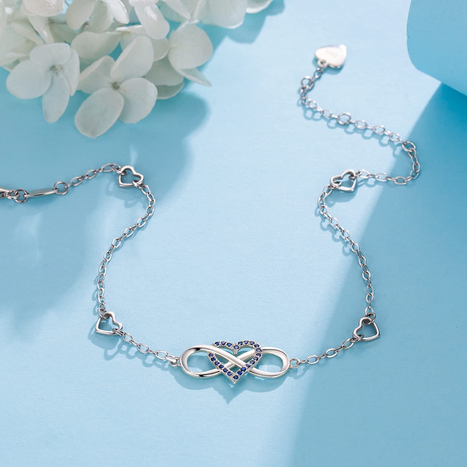 Blinggem Anklets for Women 925 Sterling Silver Infinity Hear Ankle Bracelet Cubic Zirconia Rose Gold Summer Beach Stylish Foot Chain Summer Vacation Jewelry Gift for Mom Women Girlfriend Apparel & Accessories > Jewelry > Anklets BlingGem