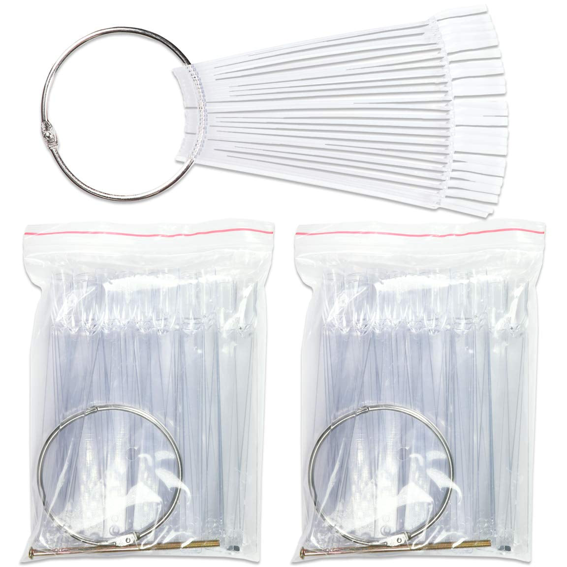 Beauticom® 50 Clear Acrylic False Tip Sticks with Metal Ring Holders Fan-Shaped Nail Art Display Chart Practice Tips Tool - 50 Tips Health & Beauty > Personal Care > Cosmetics > Cosmetic Tools > Nail Tools Beauticom Tips Chart Fan (Clear) 50 Count (Pack of 3)